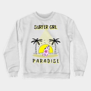 Surfer Girl Surfboard Tropical Paradise Crewneck Sweatshirt